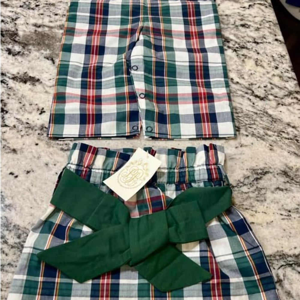 The Beaufort Bonnet Company Plaid One Piece - Green and Blue
